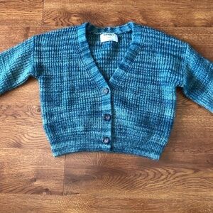Old Navy Green knit semi-cropped button up sweater in size S (6-7)
